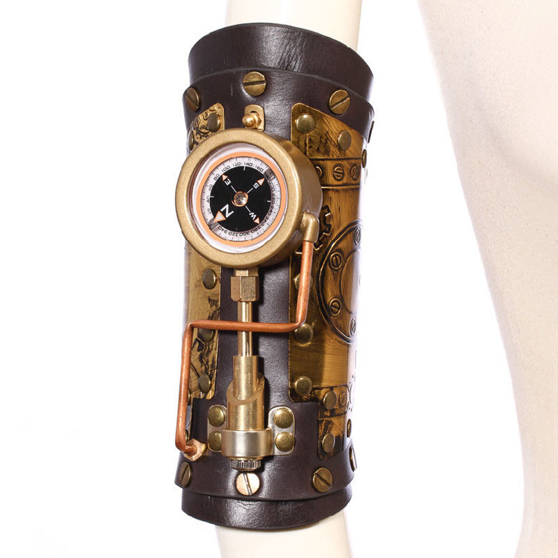 Steampunk Gearworks Leather Cuff Bracelet – Unisex Retro-Futuristic Accessory