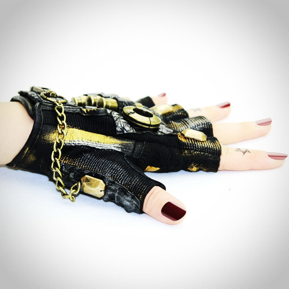 Rebel Rider Steampunk Half-Finger Gloves