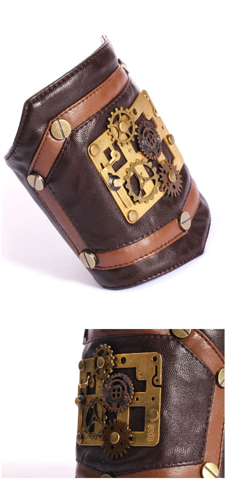 Steampunk Leather Punk Totem Bracelet – Retro & Alternative Charm