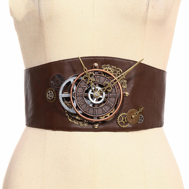 GEARDUKE Steampunk Punk-Style Brown Waist Seal – Imitation Leather Belt