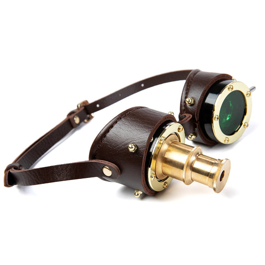 GEARDUKE Steampunk Goggles FGS003CF – Retro Metal Frame with Green Lenses