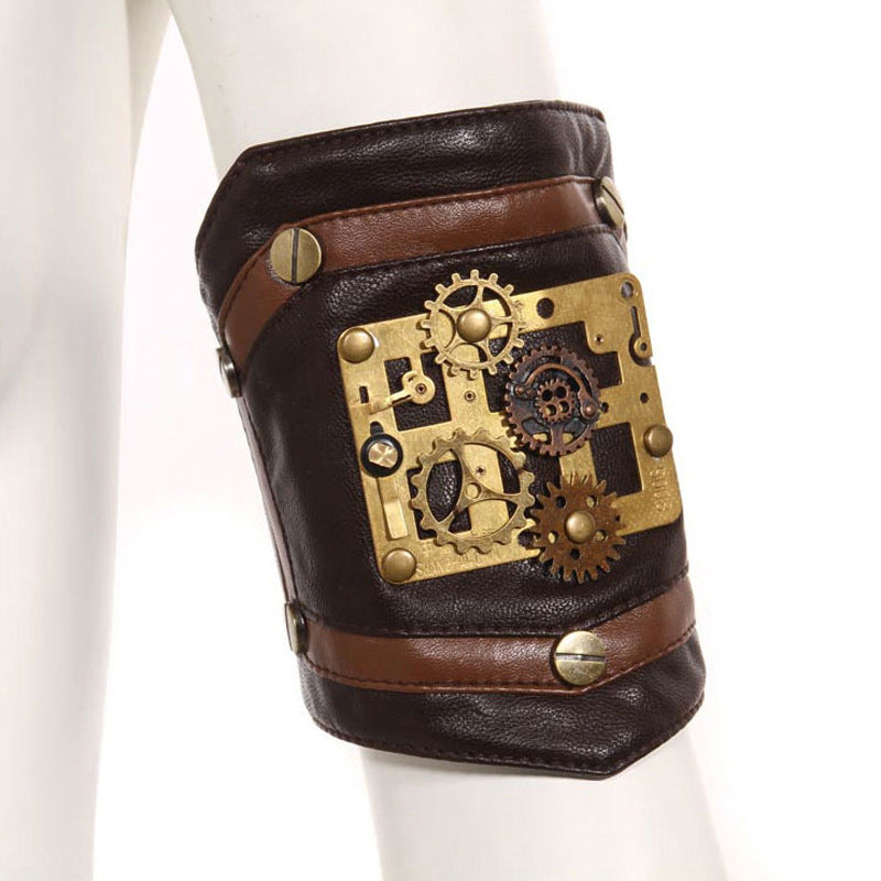 Steampunk Leather Punk Totem Bracelet – Retro & Alternative Charm