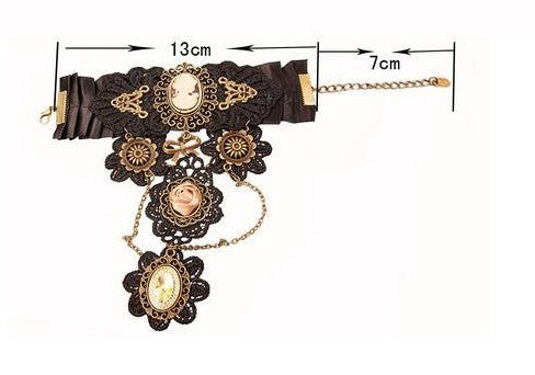 The Arcane Web: Steampunk Lace & Gear Finger Bracelet