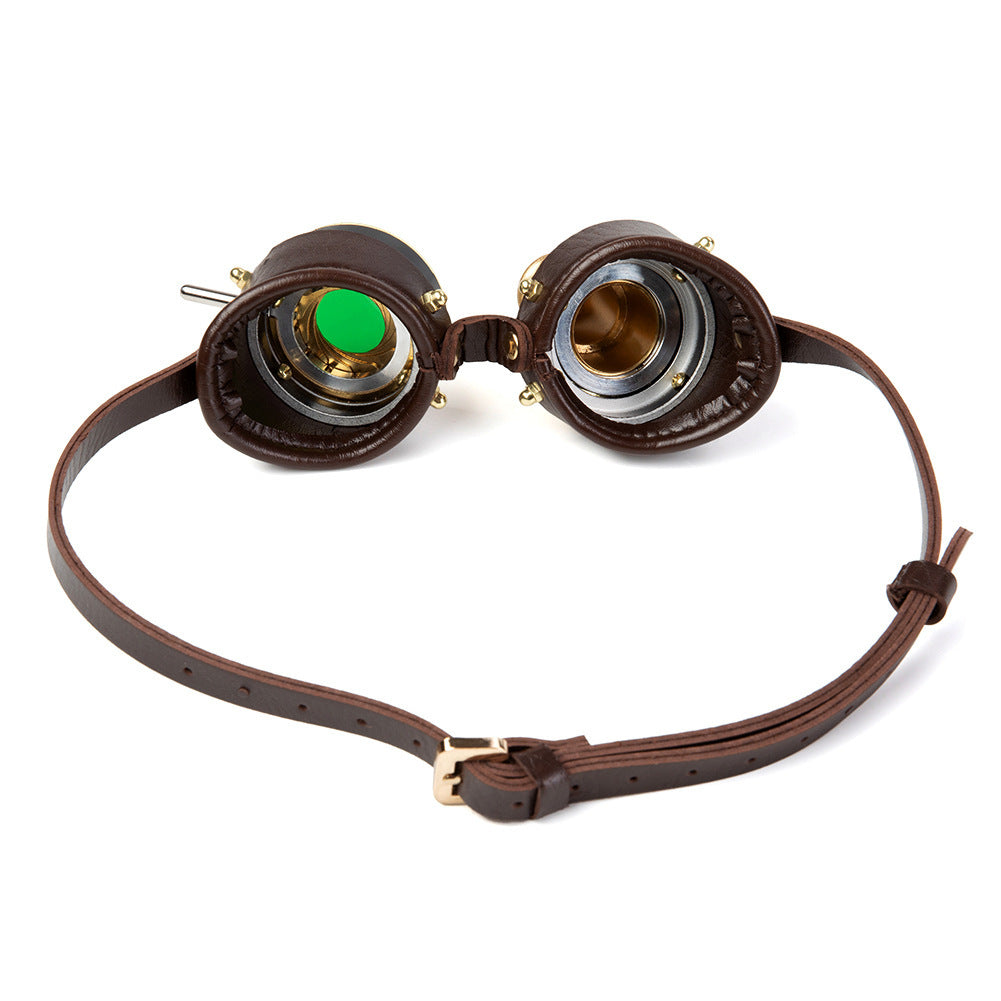 GEARDUKE Steampunk Goggles FGS003CF – Retro Metal Frame with Green Lenses