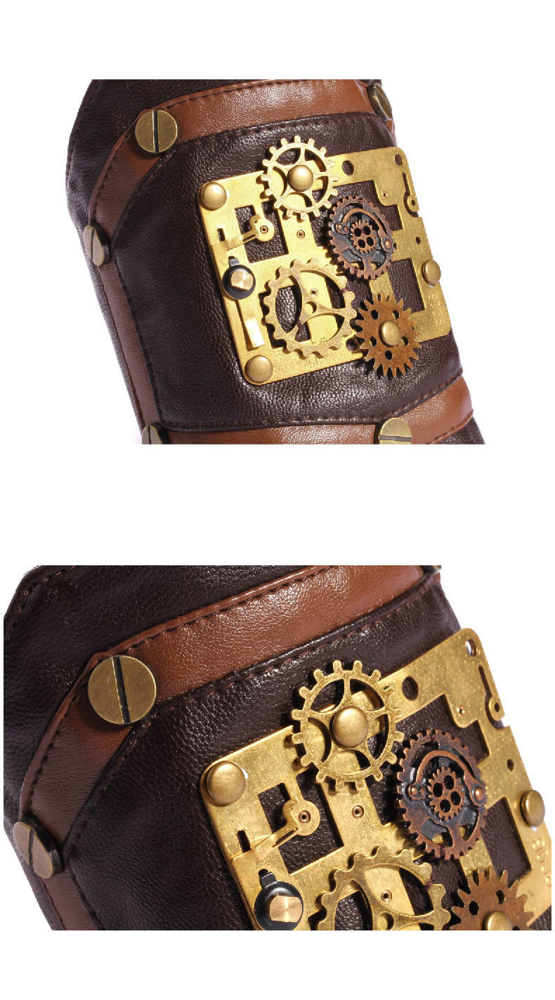 Steampunk Leather Punk Totem Bracelet – Retro & Alternative Charm