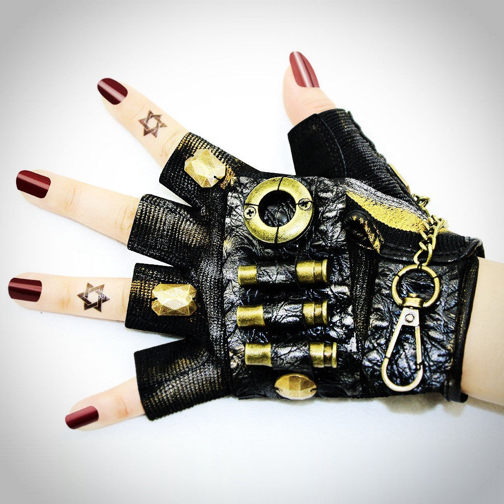 Rebel Rider Steampunk Half-Finger Gloves