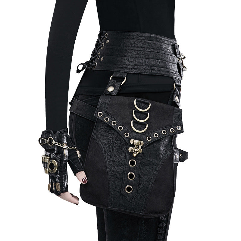 Steampunk Retro PU Leather Waist Bag – Adjustable & Stylish