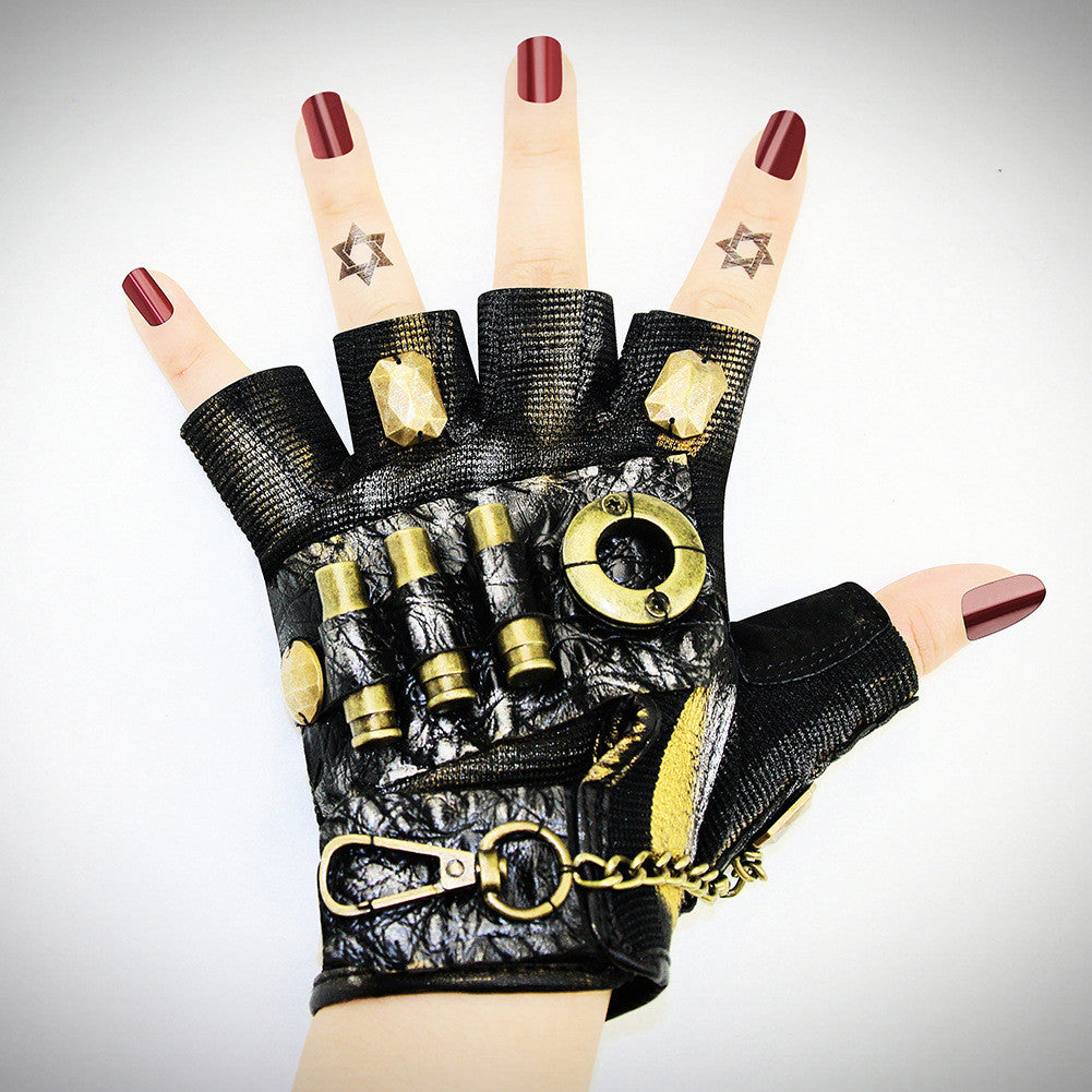 Rebel Rider Steampunk Half-Finger Gloves