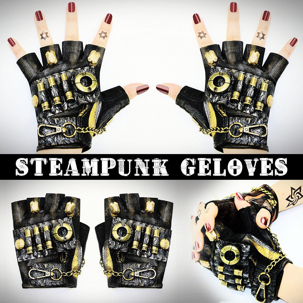 Rebel Rider Steampunk Half-Finger Gloves