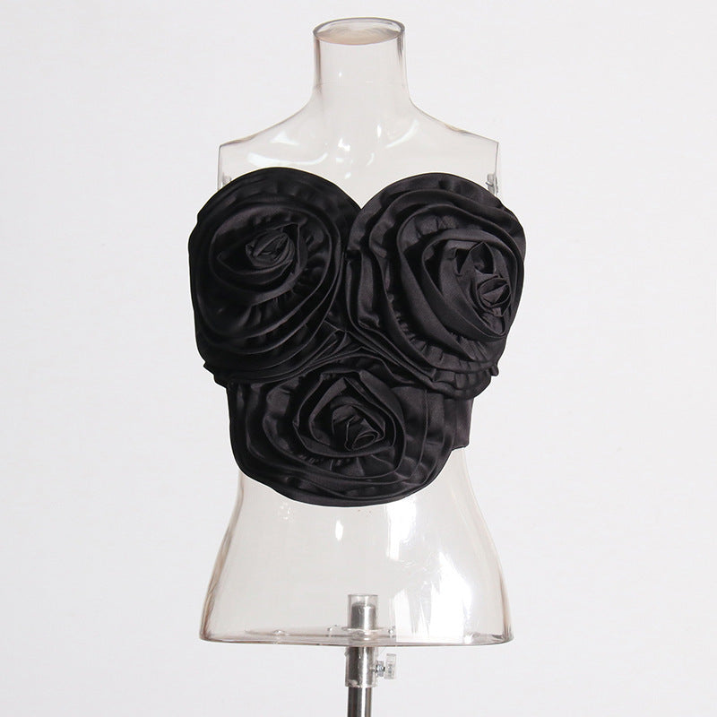 Floral Elegance Steampunk Tube Top – Slim Fit for the Modern Adventurer