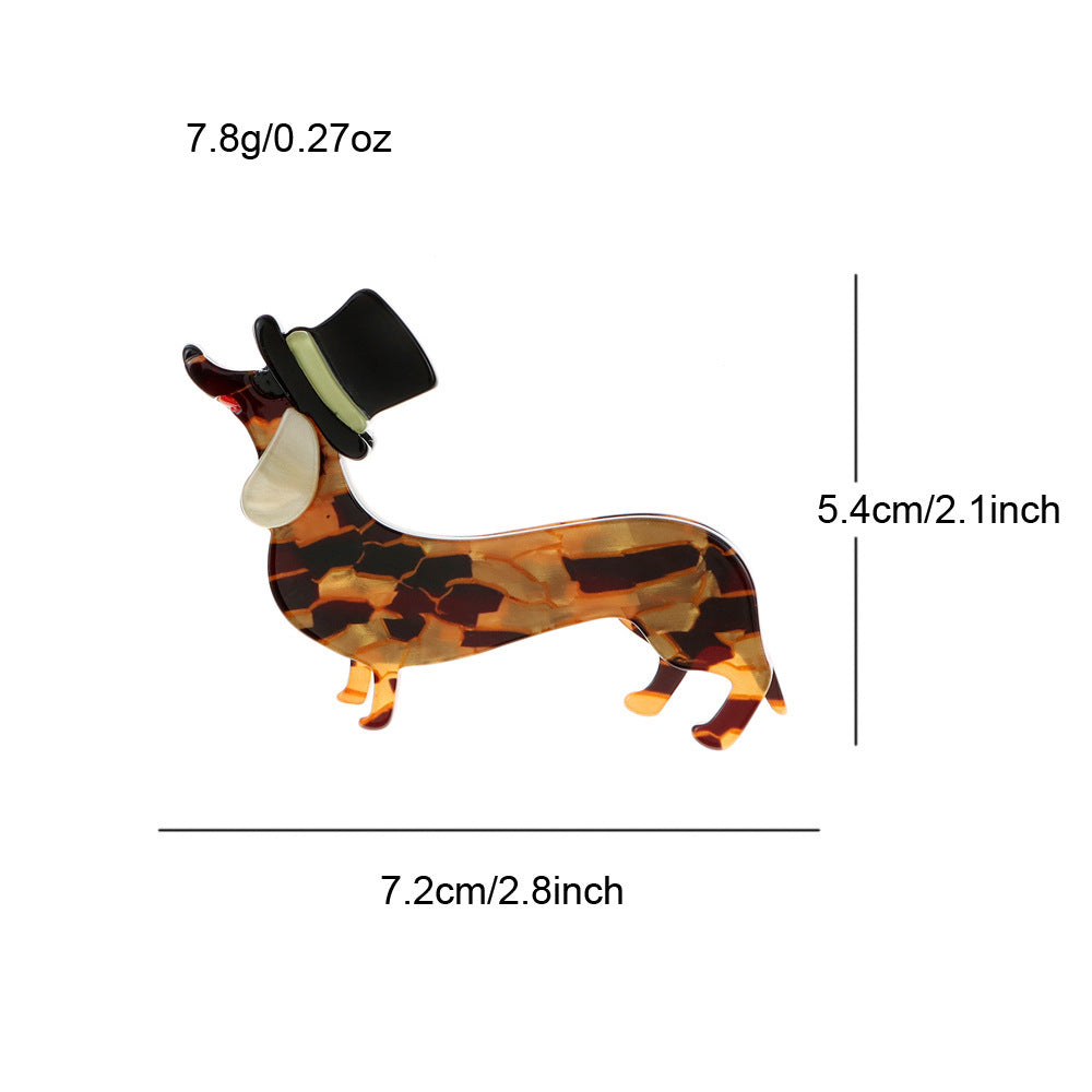 Steampunk Dachshund Acrylic Brooch