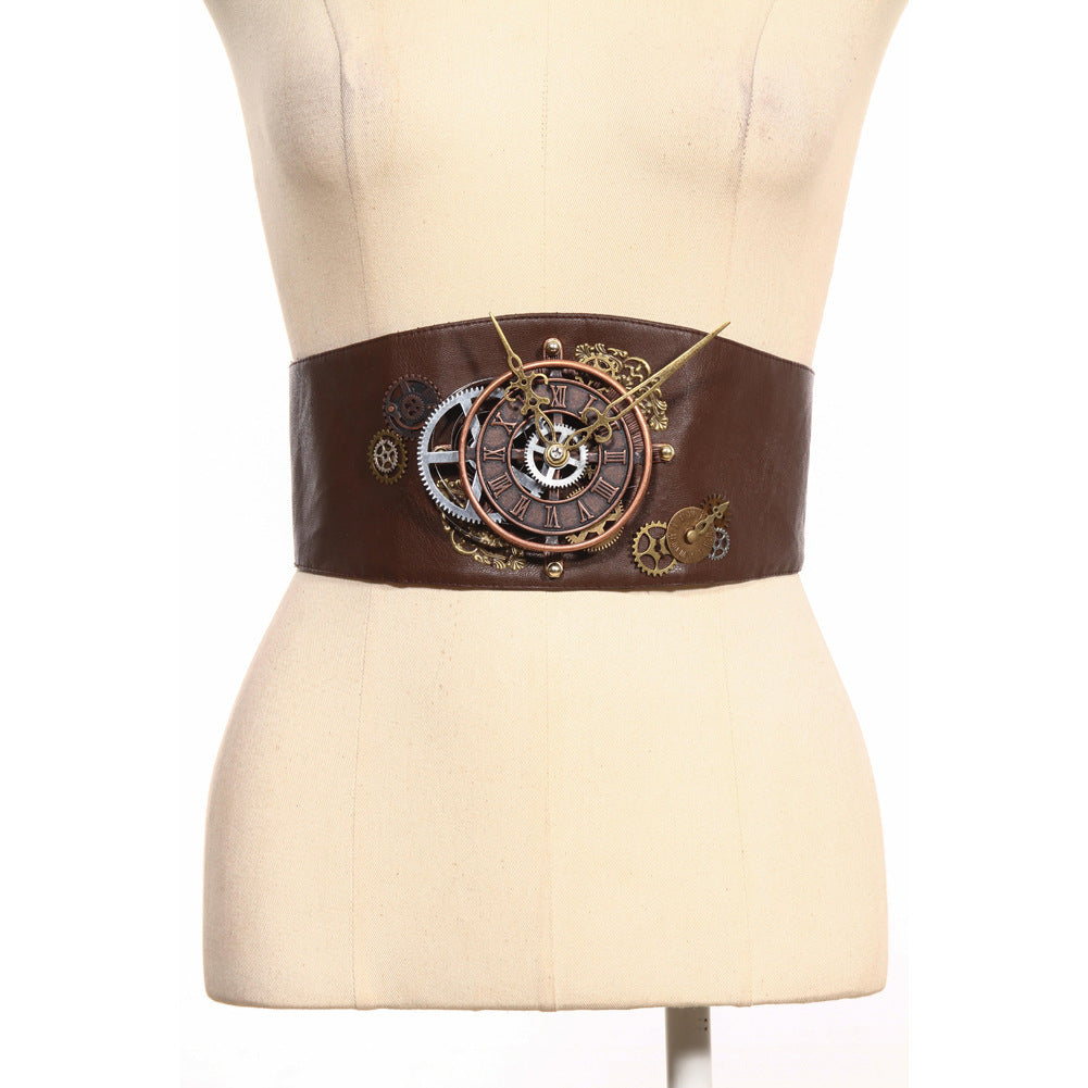 GEARDUKE Steampunk Punk-Style Brown Waist Seal – Imitation Leather Belt