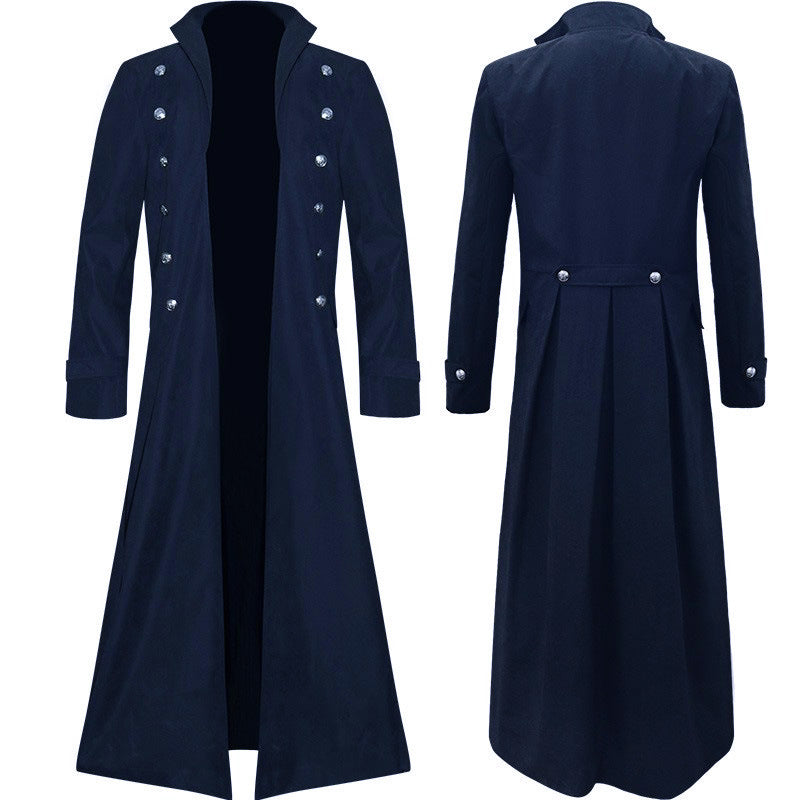 Steampunk Double-Breasted Lapel Windbreaker Coat