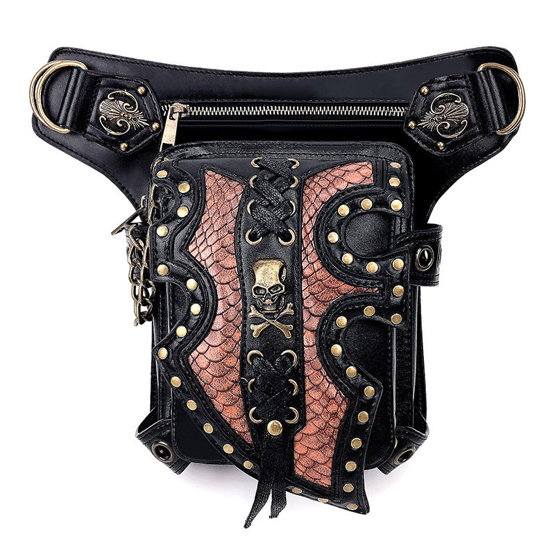 Steampunk PU Leather Crossbody Bag with Zipper Pocket – Vintage Chic