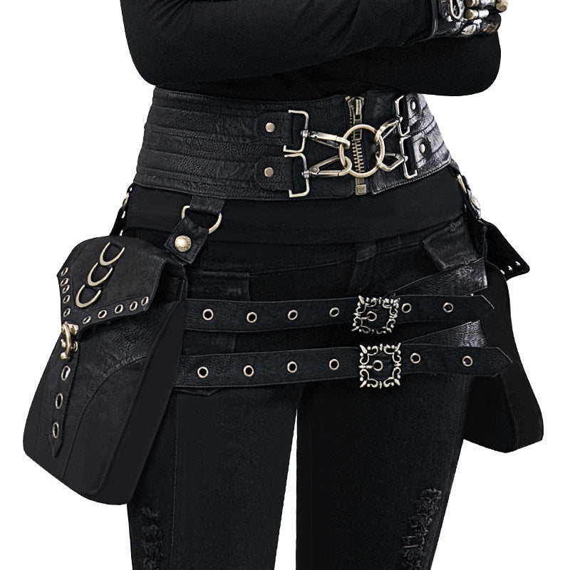 Steampunk Retro PU Leather Waist Bag – Adjustable & Stylish