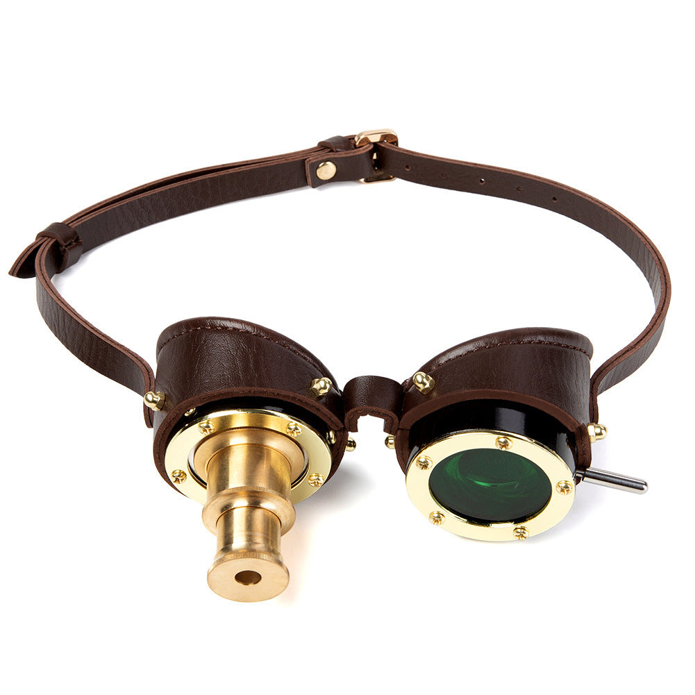 GEARDUKE Steampunk Goggles FGS003CF – Retro Metal Frame with Green Lenses