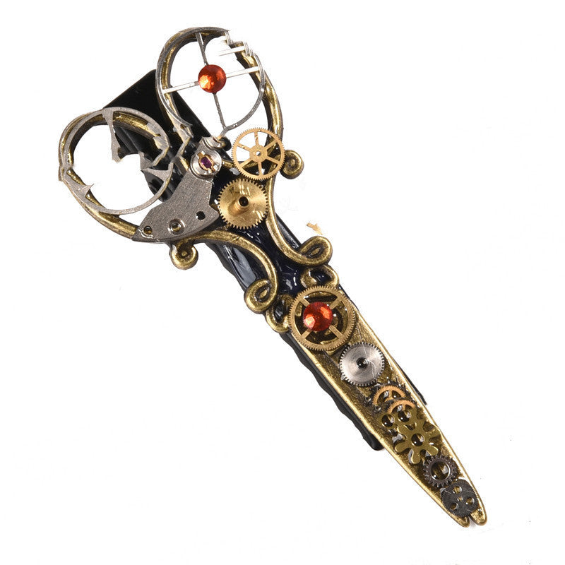 Steampunk Gear Scissors Brooch & Hair Clip