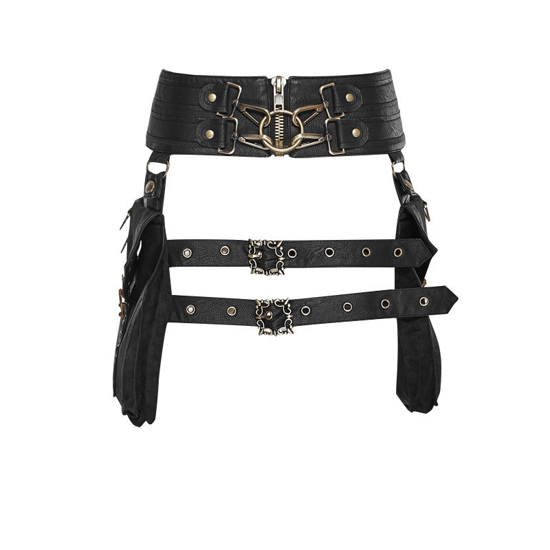 Steampunk Retro PU Leather Waist Bag – Adjustable & Stylish