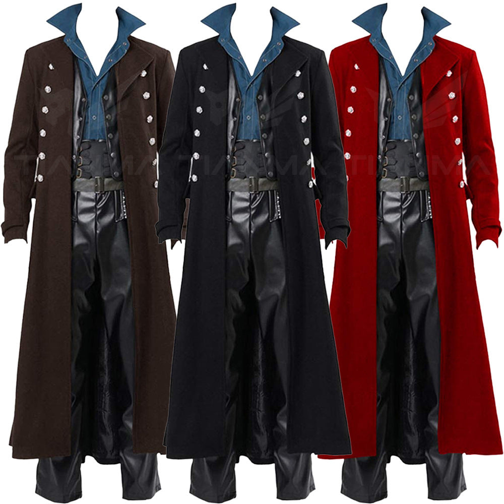 Steampunk Double-Breasted Lapel Windbreaker Coat