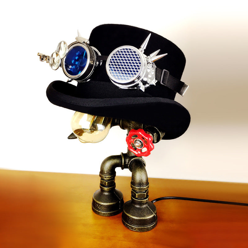 Steampunk Punk Wool Top Hat with Goggles & Alloy Accents – Unisex Adventure Gear