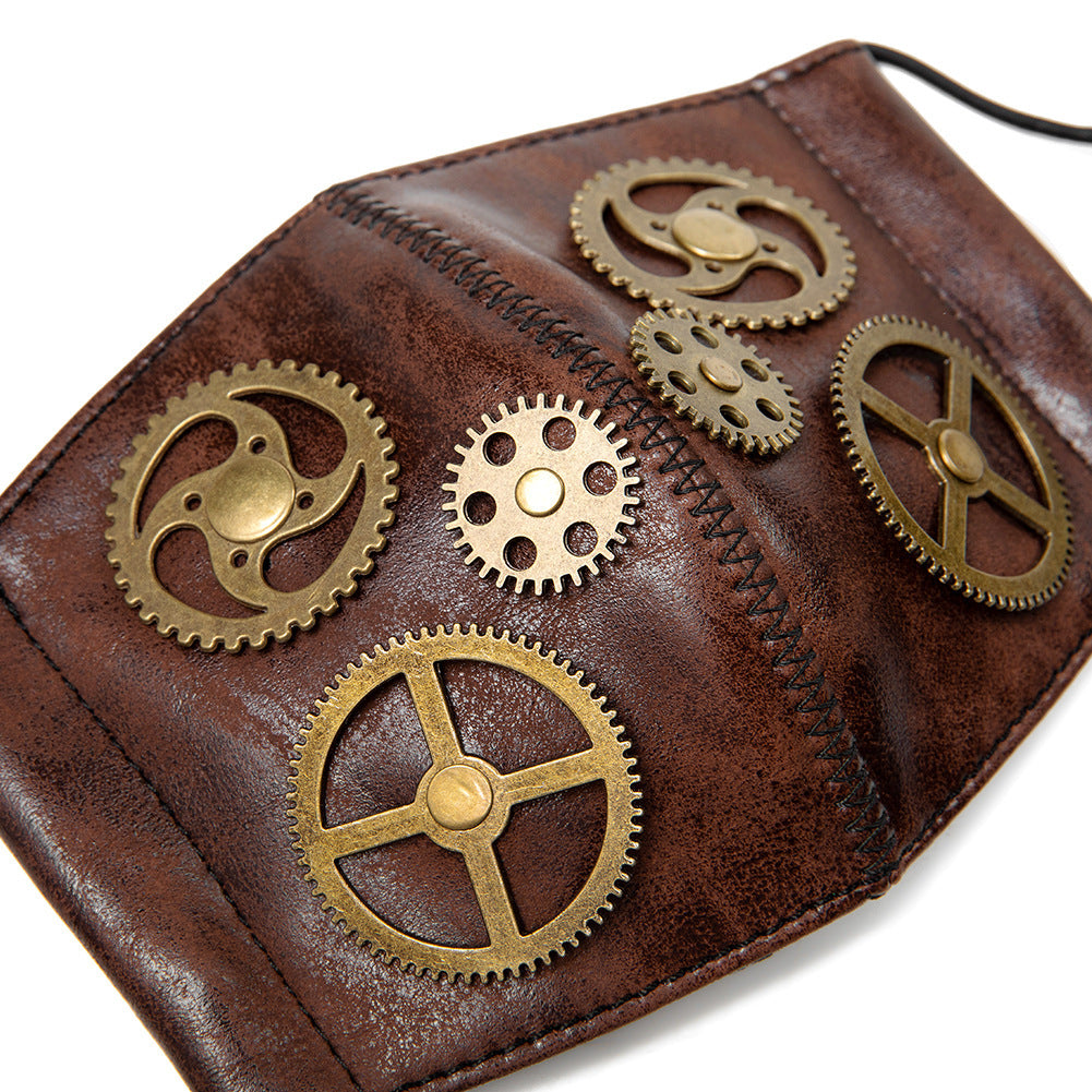 Steampunk Leather Dustproof Mask – Monochrome Hanging Ear Design