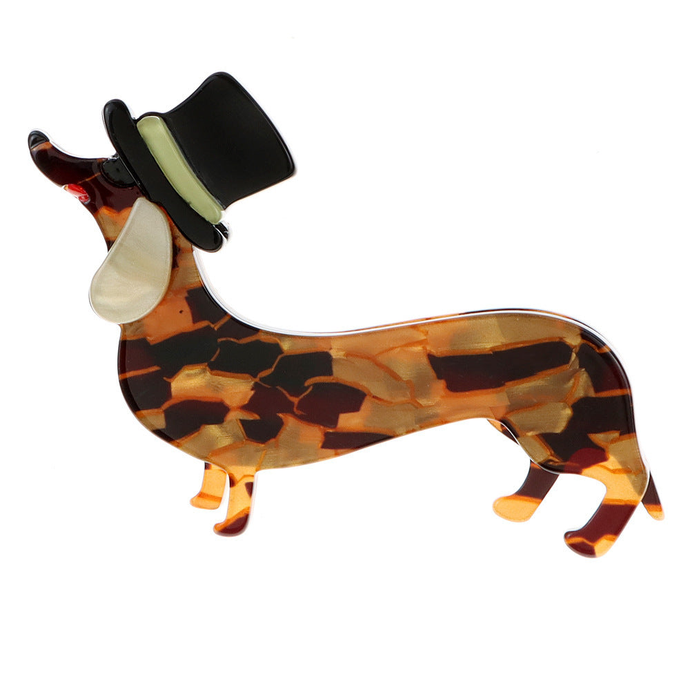 Steampunk Dachshund Acrylic Brooch