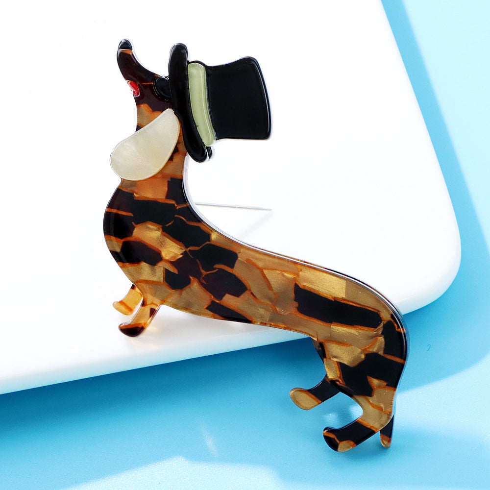 Steampunk Dachshund Acrylic Brooch